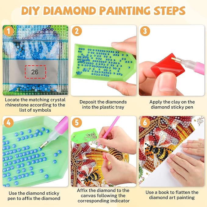 Bowetile Garden Bees Diamond Art Hanging Kits for Adults, Diamond Art Suncatchers Honey Jar, 5D Special Shape Diamond Painting Bee Pendant Window Ornament Gifts for Home Wall Door Garden Decor