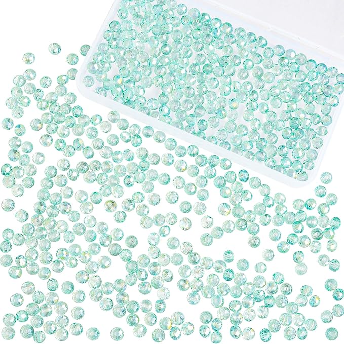 laopottbeads 500pcs 6mm crystal glass beads for jewelry making beads for bracelets necklace pendants making supplies(light blue green)