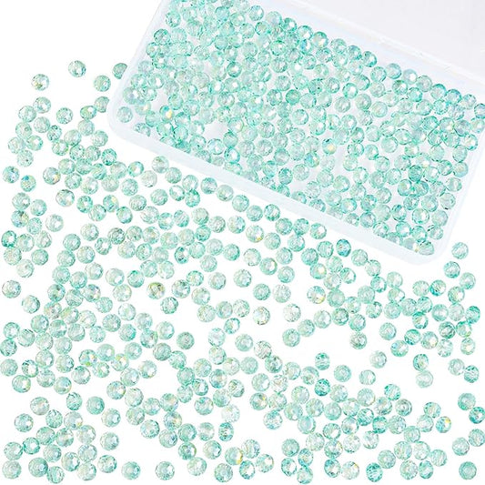 laopottbeads 500pcs 6mm crystal glass beads for jewelry making beads for bracelets necklace pendants making supplies(light blue green)