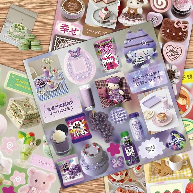 600+ Pcs Kawaii Food Stickers - 30 Sheets Cute Decals for Journals, Planners, Water Bottles & Scrapbooking - Acid-Free Vinyl Prayer Board Supplies-Vision Board Supplies(Green)