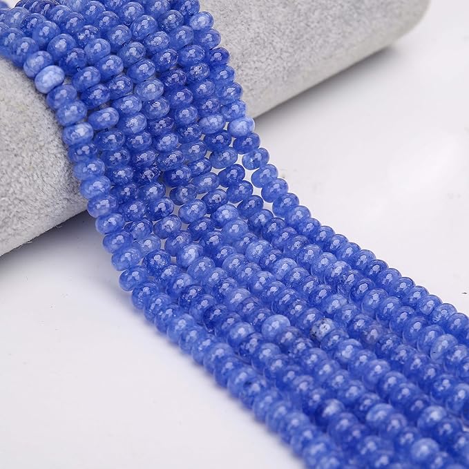 2 Strands (150PCs) Sky Blue Jade Rondelle Beads, 5 * 8mm Gemstone Loose Spacer Abacus Disk Beads for DIY Bracelet Necklace Earrings Jewelry Making, Craft Supplies Beading Kit