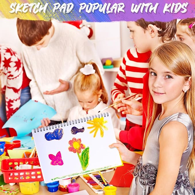 Fulmoon 6 Pcs Drawing Pad for Kids 30 Sheets Drawing Paper Coloring Sketch Book Art Supplies for Adults Crayons Pencils School Office Christmas Art Supplies, 6 x 9 Inch