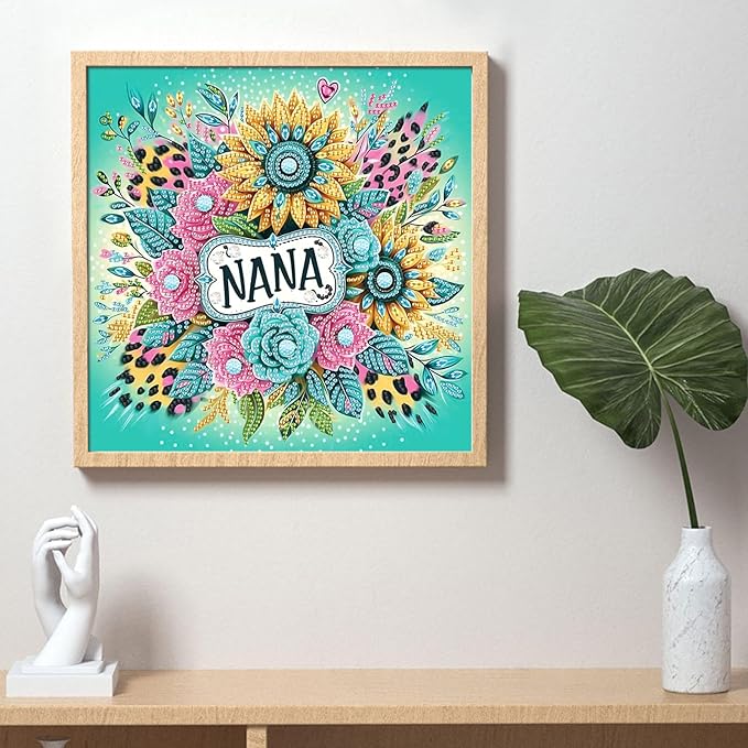 LazyFold Diamond Art Painting Kit, DIY Flower 5D Special Shape Crystal Diamond Partial Diamond Art Painting Mosaic Making Craft, Suitable for Home Wall Decor Art Gift 12×12inch