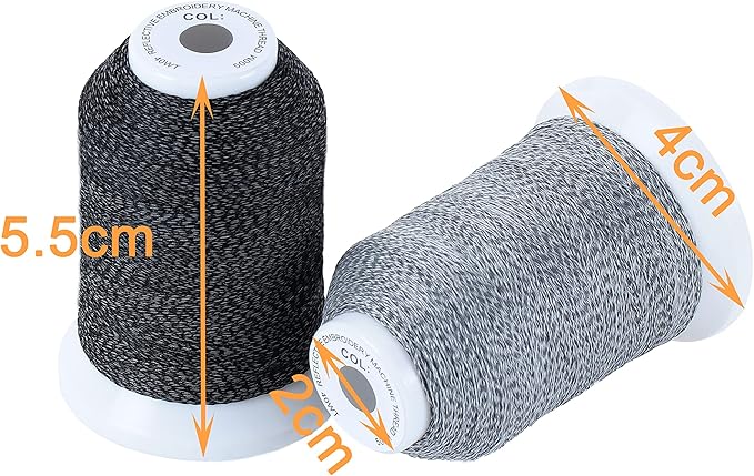 New brothread 4 Spools Reflective Embroidery Machine Thread (3 White +1 Black) 30WT 500M(550Y) Each Spool for Embroidery, Quilting and Sewing