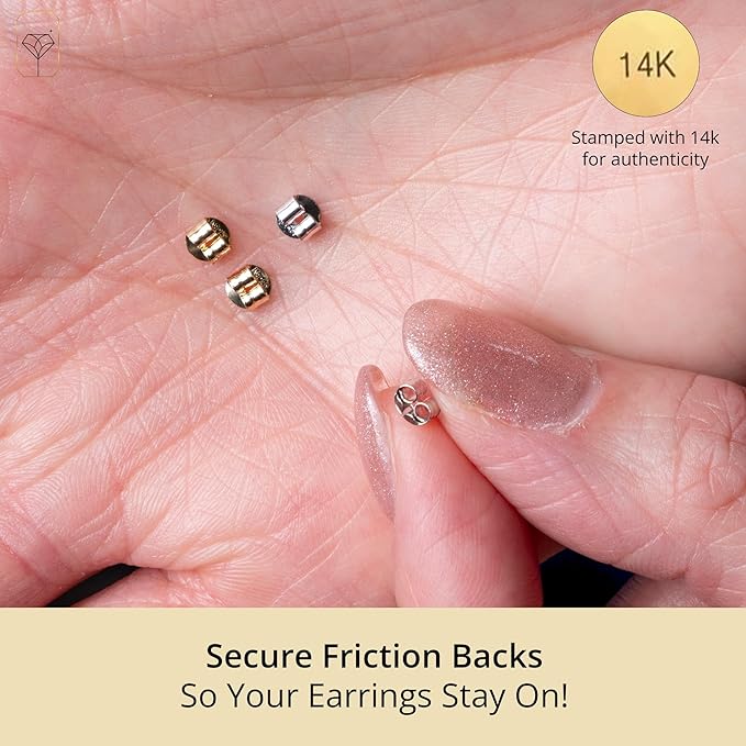 butterfly push backs for stud earrings for women in 14k yellow or white gold better and best by max + stone