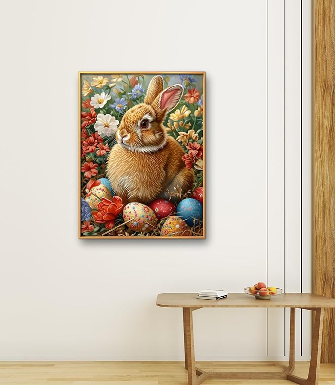 leczany cross stitch stamped kits for adults beginners patterns craft kit needlepoint full range of diy embroidery kits starter 11ct 3 strands | rabbit in the flower 15.8×20.9 inches