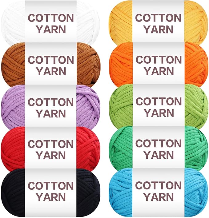 SIMEIQI 10×50g Beginners Yarn Kit for Crocheting and Knitting,Cotton Nylon Blend Yarn for Hand DIY Bag Basket Dolls and Cushion D
