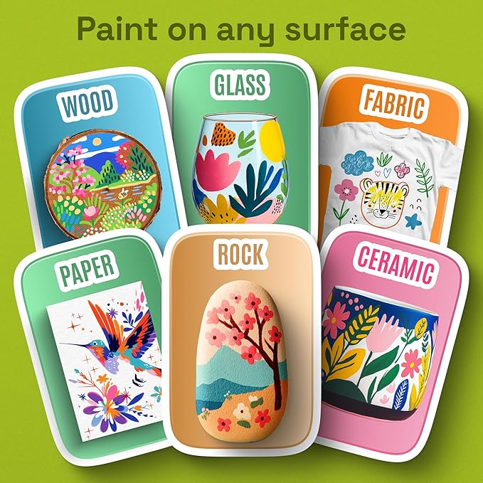 ARTISTRO 24 Acrylic Paint Markers for Rock, Fabric, Wood, Glass, Eggs - Dual-Tip Paint Pens for Coloring Books for Adults, Teens, Kids - Art & Craft Supplies - Gift Idea - Easter Basket Stuffers