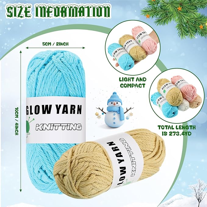 WILLBOND 5 Rolls Glow in The Dark Magic Yarn Luminous Neon Crochet Yarn for Crocheting DIY Knitting Glow Fingering Sewing Supplies for Crafts Sewing Party 54.7 yd Per Roll (Retro Colors)