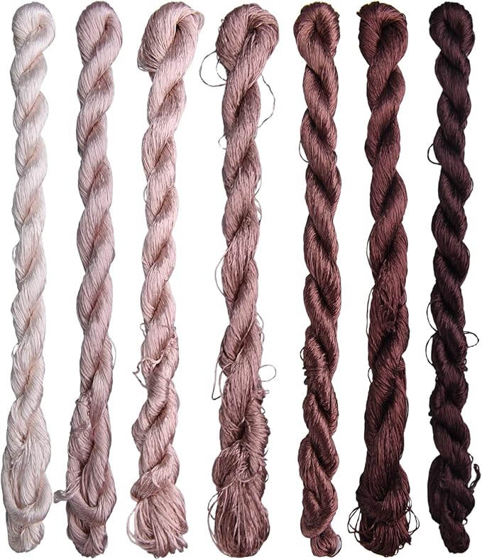Natural 100% Silk Thread, Handmade Embroidery Thread Silk Floss 7 Colors 110m Each (59)