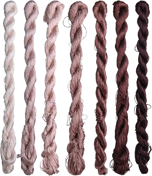 Natural 100% Silk Thread, Handmade Embroidery Thread Silk Floss 7 Colors 110m Each (59)