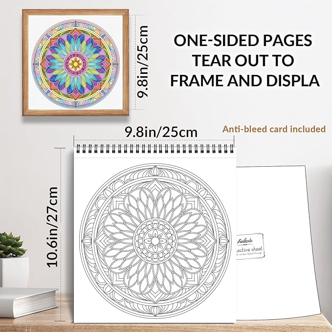 FUN LAVIE Adult Coloring Book - Sacred Geometry Mandala Coloring Books for Adults Relaxation and Stress Relief, Featuring Flower of Life, Metatron's Cube & Mindfulness Orgonite Patterns, Spiral Bound