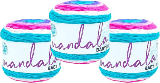 (3 Pack) Lion Brand Yarn Mandala Baby Yarn, Unicorn Cloud