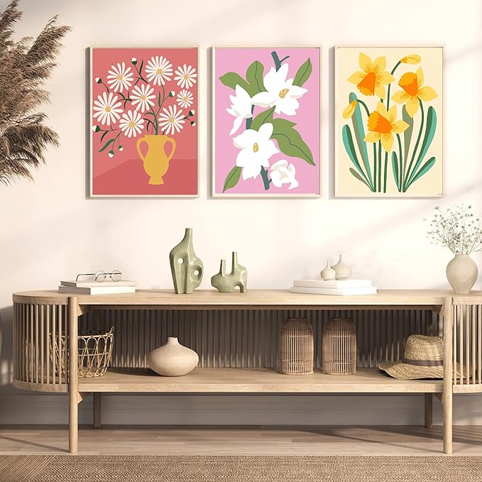 cupmod Flower Paint by Numbers for Adults Kids Beginners,Easy Acrylic Paint by Number Kits on Canvas Without Frame,Oil Painting Kits Present for Home Wall Decor 9.8x13.7inch