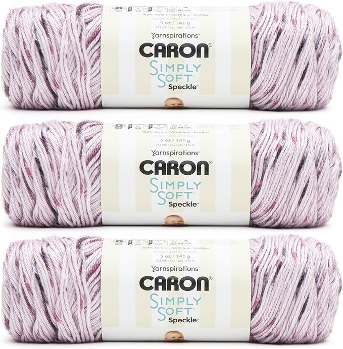 Caron Simply Soft Speckle Wisteria Yarn - 3 Pack of 5oz/141g - Acrylic - #4 Worsted (Medium) - 235 Yards - Knitting & Crochet