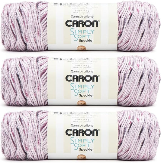 Caron Simply Soft Speckle Wisteria Yarn - 3 Pack of 5oz/141g - Acrylic - #4 Worsted (Medium) - 235 Yards - Knitting & Crochet