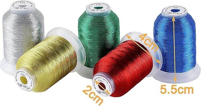New brothread 21 Assorted Colors Metallic Embroidery Machine Thread Kit 500M (550Y) Each Spool for Computerized Embroidery and Decorative Sewing