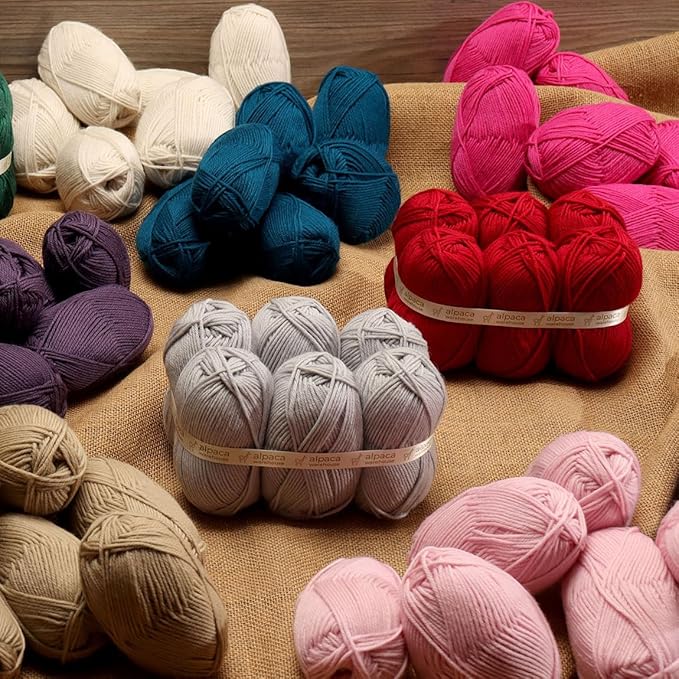 Alpaca Warehouse 100% Pure Wool Yarn Superwash Set of 6 Skeins (300 Grams) DK Weight - Sourced Directly from Peru - Heavenly Soft and Perfect for Knitting and Crocheting (Jasmine White - 6 Skeins)