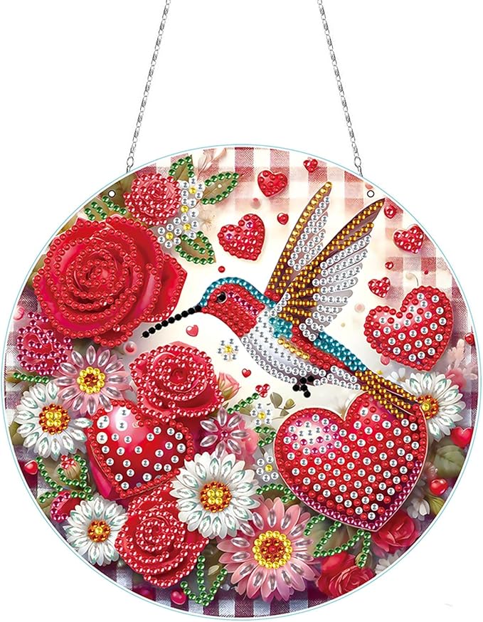 Generic DIY Hanging Diamond Pendant Special Shaped Crystal Diamond Art Painting Ornament Single Sided for Window Home Garden Wall Door Decor-Cardinal01