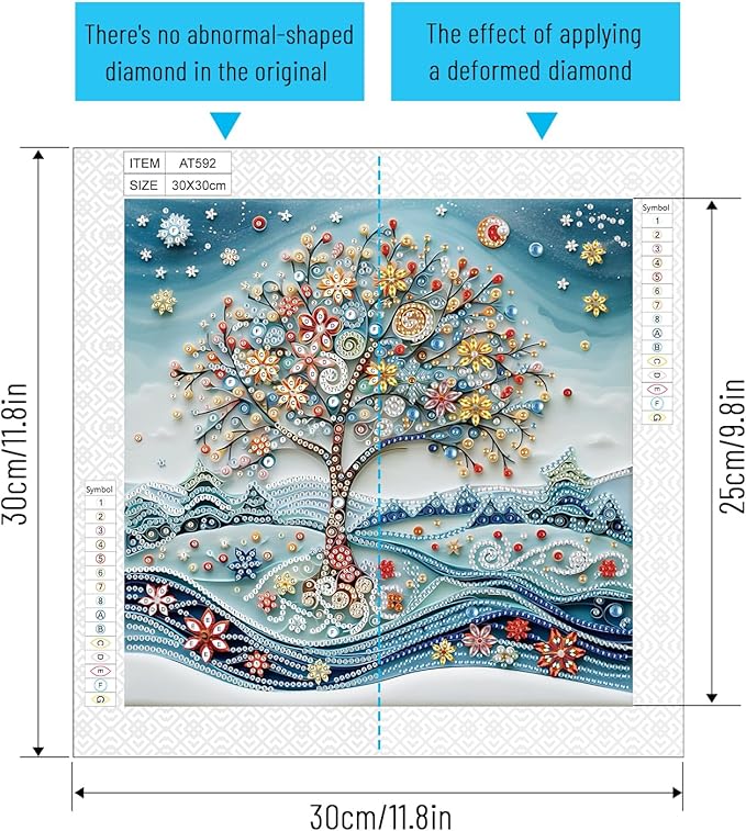 AiYuanzsh 5D Special Shape Diamond Art Kits for Beginners, Snowy Tree Diamond Painting Kits for Adults, Crystal Rhinestones Diamond Painting for Home Wall Decoration Gift 12×12 inch/30×30 cm