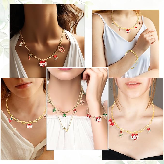 20 Pcs Chain Necklace Bracelets Kit, 18K Gold Paperclip Chain, Including 18 Inch Necklace & 6.5 Inch Charm Bracelet with Lobster Clasps, Perfect for Women DIY Jewelry Making