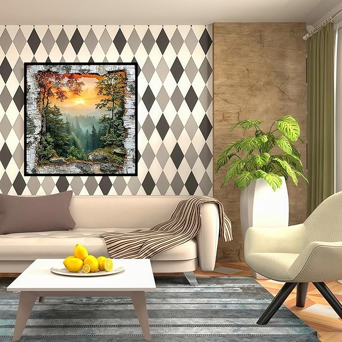 CHWGLFGG 5D Diamond Art Kits for Adults Beginners, Forest Landscape Diamond Painting Kits, DIY Full Round Drill Paint by Diamonds Dot Gem Art for Adults, Home Wall Decor 13.7X 13.7 Inch
