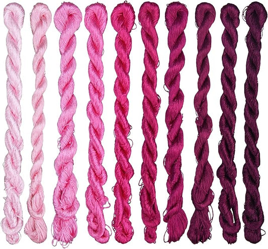 Natural 100% Silk Thread, Handmade Embroidery Thread Silk Floss 10 Colors 110m Each (25)