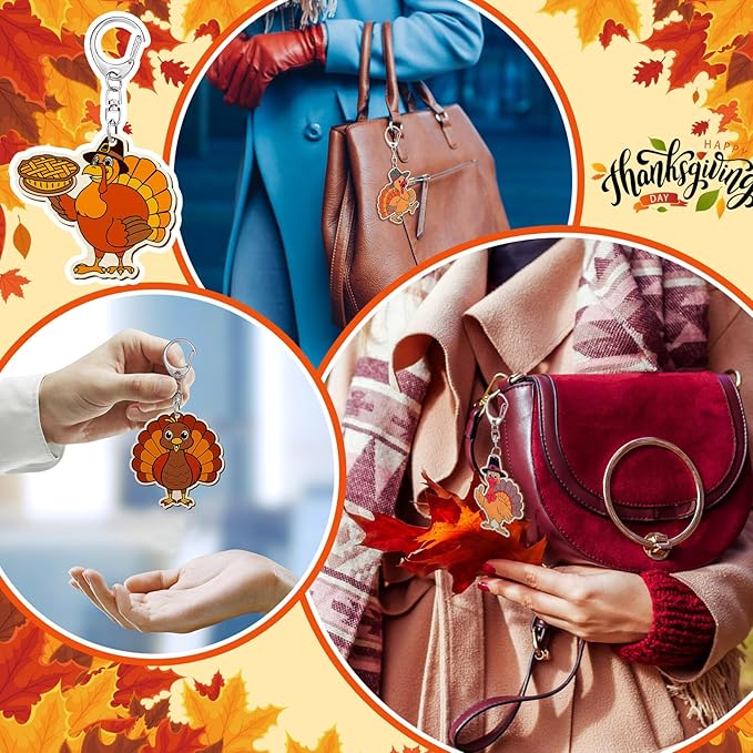 Trnayi 36 Pcs Thanksgiving Turkey Crafts Wood Color Your Own Keychains Fall Turkey DIY Coloring Gifts for Autumn Thanksgiving Party Favors Painting DIY Arts Crafts Project Decoration Family Holiday