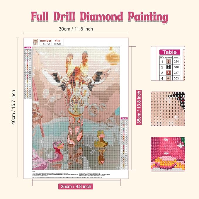 NAIMOER Giraffe Diamond Painting Kits for Adults, DIY 5D Full Drill Animals Diamond Art Kits Diamond Dots Pictures Perfect for Relaxation and Home Wall Decor 30x40cm