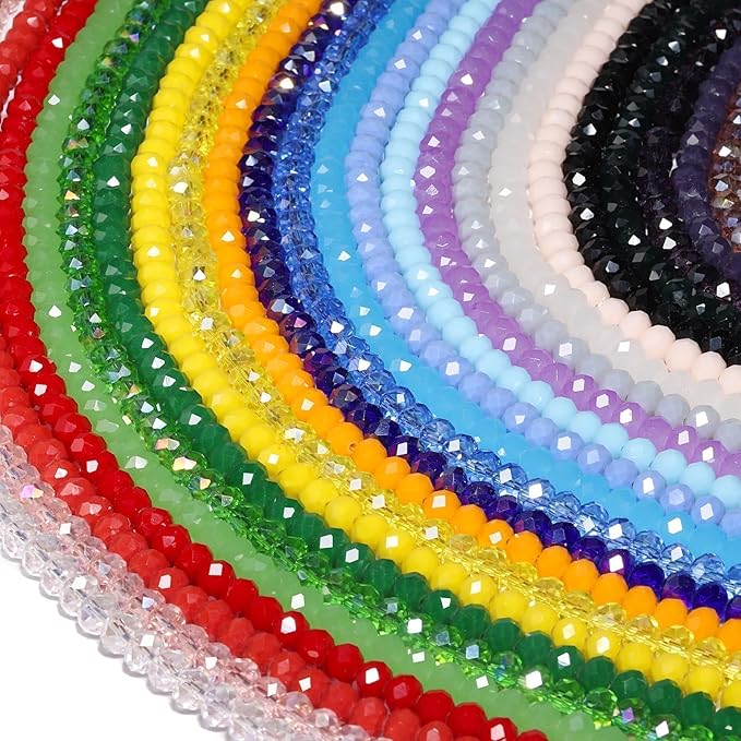 Xilitata 1800Pcs 4mm Glass Beads for Bracelets Jewelry Making, Faceted Bead Friendship Bracelet Kit, Rainbow Beads DIY Craft with Charms