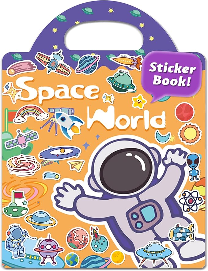 walenced reusable sticker book for toddlers, stickers for kids, toddler craft activities, toddler travel toys ages 3 and up boy girl birthday gifts