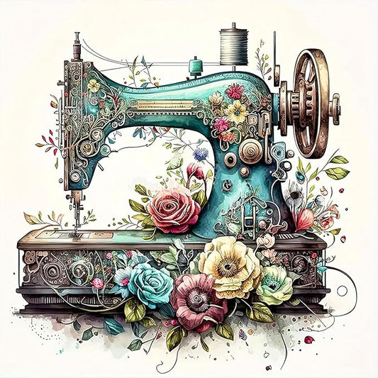 flower stamped cross stitch kits for adults beginner,sewing machine counted cross stitch kits printed stitching cute patterns dimensions needlepoint art crafts embroidery kits for adults beginners