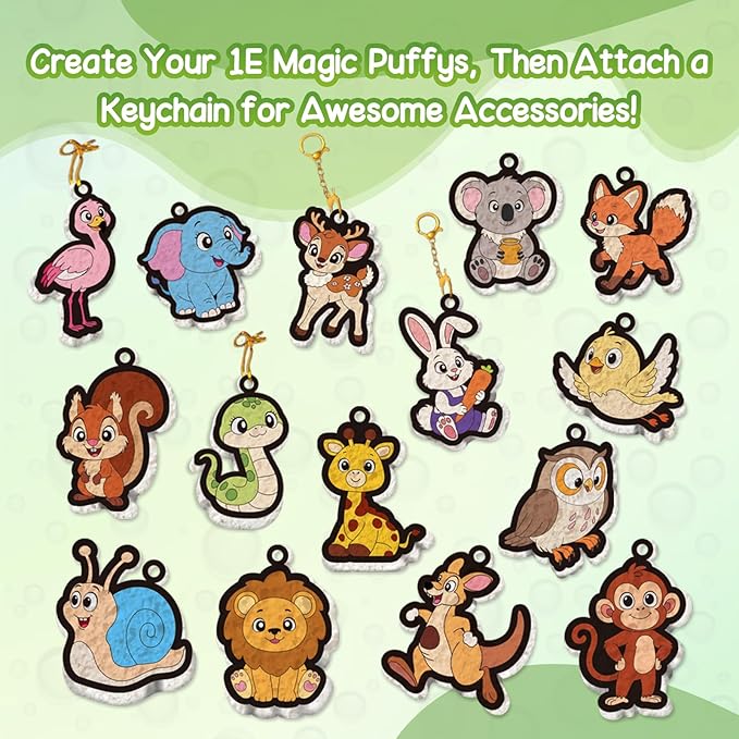 avtctek Magic Foam Texture Painting Kit - 3D Art Puffy Paint Kit, 15 Mess-Free Animal Paint by Number Craft for Kids Ages 3-10