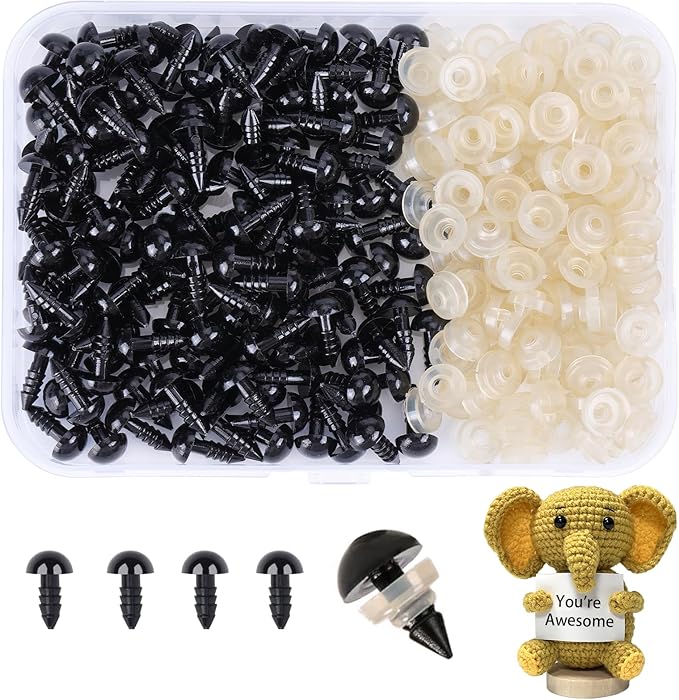 XKDOUS 8mm Safety Eyes, 280pcs for Crocheting, Crochet Eyes for Amigurumi, Stuffed Animal Doll Eyes for DIY Crafts