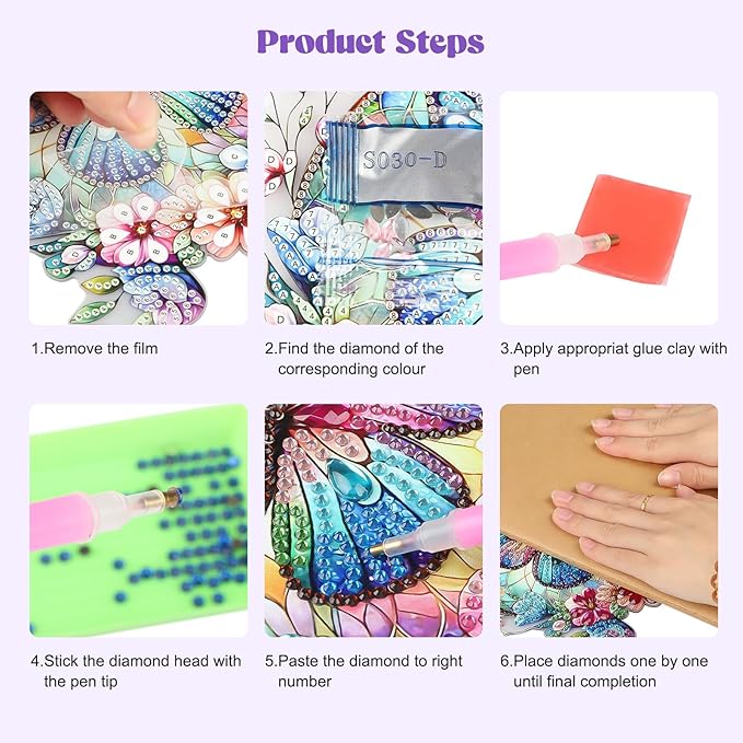 RICUVED Hanging Diamond Art Kit for Adults, Deer Special Shaped Crystal Gem Craft Flowers Diamond Painting Pendant Kit for Beginners, DIY Hanging Acrylic Art Ornament for Home Garden Wall Decor