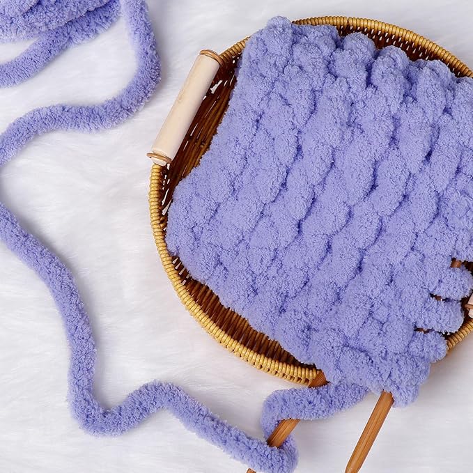 Blue Purple Chunky Chenille Yarn for Crocheting Bulky Thick Fluffy Yarn for Knitting,Super Bulky Hand Blanket, Soft Plush Yarn Crochet Carpet/Scarf/Cushion/ 8 Jumbo Pack(63.76oz/197.68yd