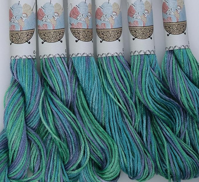 KCS Big skeins of 25 Meters Size 25 Color Variegated Cross Stitch Stranded Threads,6 skeins,4030
