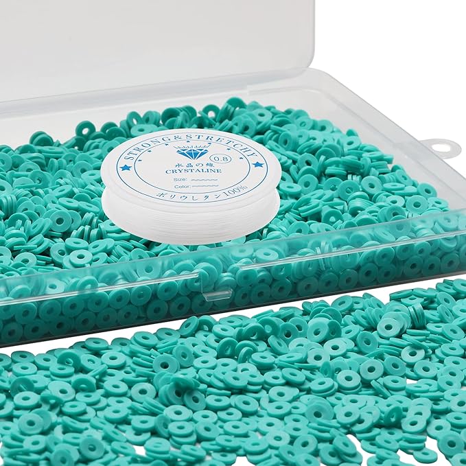 4000 Pcs Clay Beads for Bracelets Making, Polymer Spacer Flat DIY for Jewelry Necklace Earring Making Kit, Preppy Aesthetic Heishi Heshie Thin Disk Beads Assortments Set 4 6 8MM (GR-6-10, 6MM)