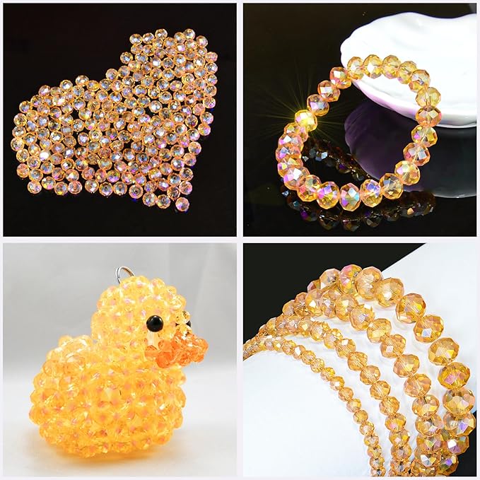 laopottbeads 800pcs 4/6/8/10mm crystal glass beads for jewelry making beads for bracelets necklace pendants making supplies(gold champagne)