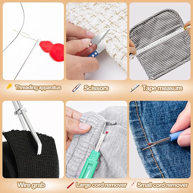 CousDUoBe 20 Pcs Sewing Thimble Kit,thimbles for Hand Sewing，Needle threaders，Seam Rippers for Sewing，Measuring Tape and Thread Snips, Hand Embroidery Craft（Complete Sewing Kit）