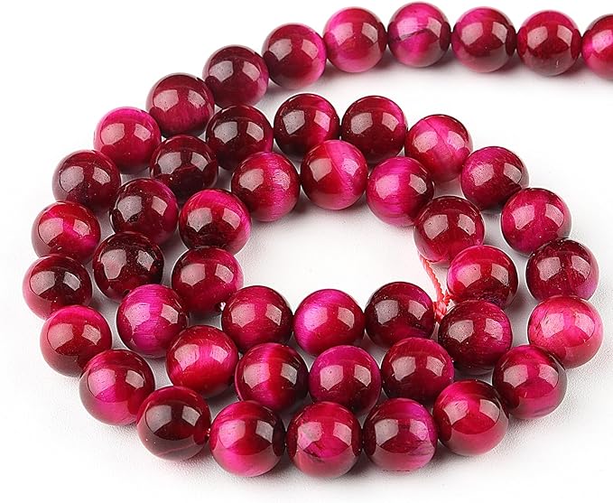 Natural Stone Beads Gemstone Beads for Jewelry Making - Crystal Beads for Bracelets, 6mm Beads Round Loose Beads(59-62pcs, 6mm, Pink Tiger Eye)