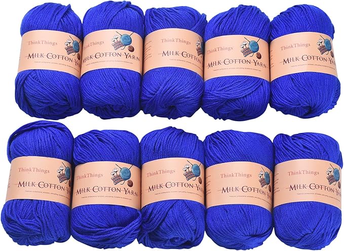 Acrylic Yarn for Crocheting Hand Knitting Crochet Yarn Blue Cotton Yarn Knitting Threads 10Balls Pack 17.6Ounces,Blue Yarn for Crocheting