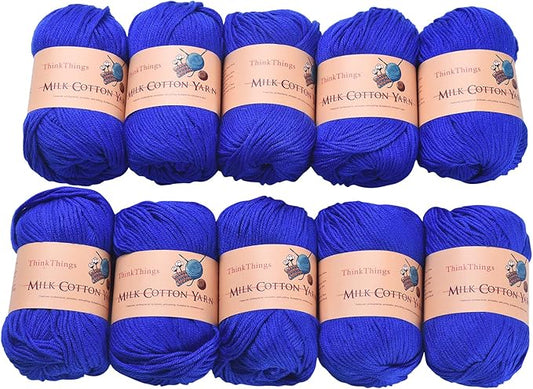 Acrylic Yarn for Crocheting Hand Knitting Crochet Yarn Blue Cotton Yarn Knitting Threads 10Balls Pack 17.6Ounces,Blue Yarn for Crocheting