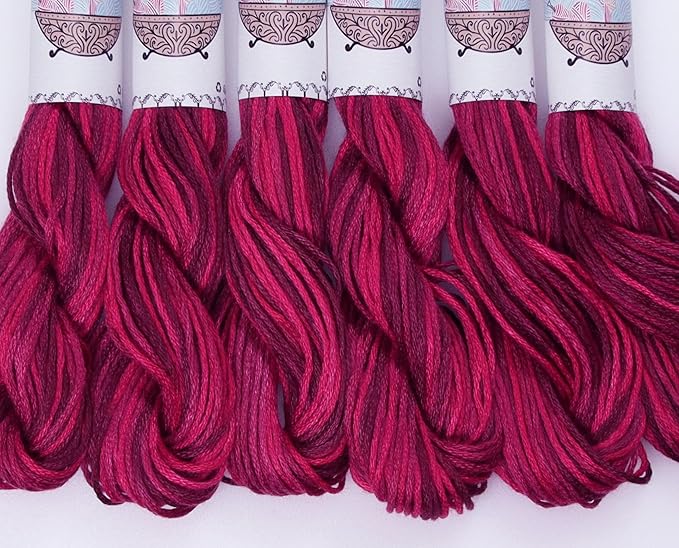 KCS Big skeins of 25 Meters Size 25 Color Variegated Cross Stitch Stranded Threads,6 skeins,115