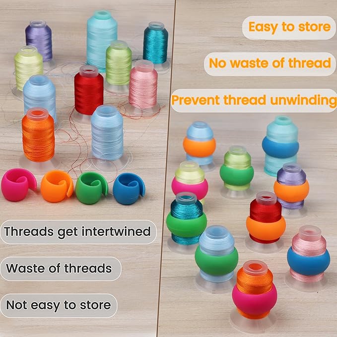 New Brothread 200pcs Thread Spool Savers/Spool Huggers - Prevent Tails from Unwinding - No Loose Ends for Sewing and Embroidery Machine Thread Spools