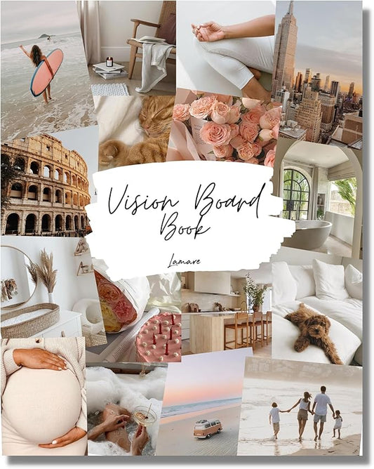 Lamare Vision Board Book - 1000+ Aesthetic Vision Board Images & Motivational Quotes, Vision Board Supplies, Vision Board Kit, Collage Book for Manifestation, Self Care & Goal Setting