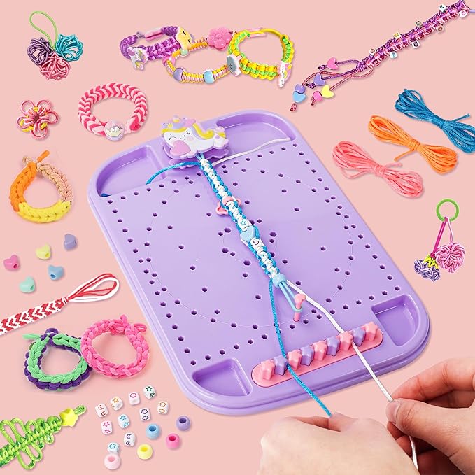 6-in-1 Friendship Bracelet Making Kit, 500+ PCS DIY Bracelet Kit with Weaving Loom, DIY Gifts Ideas for Girls Ages 8-12 Craft Maker Toys Set to Make Bracelets Potholders Pendants Bags Hats Scarves
