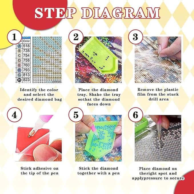 igoodom 6 Pack Animal Diamond Art Kits for Adults, Diamond Painting Kit, Full Drill Round Diamond Art Kits, DIY Gem Art and Crafts for Home Wall Decor Gift 9.8x13.7inch