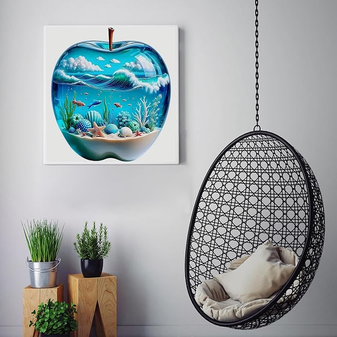 CZYWJMEI 5D Ocean Scenery Diamond Painting Kits for Adults Beginners,DIY Beach Shell Diamond Art,Full Round Drill Diamond Dot Gem Art Kits,Home Wall Decor 12x12 Inch