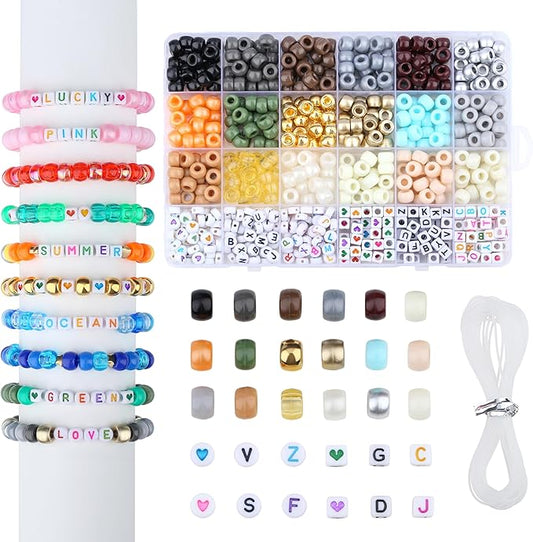 Gray Pony Beads 18 Colors Pony Beads for Bracelet Making Friendship Bracelet Making Kit DIY Craft Kandi Kit 720Pcs Suit for 14 Years of Age and Older